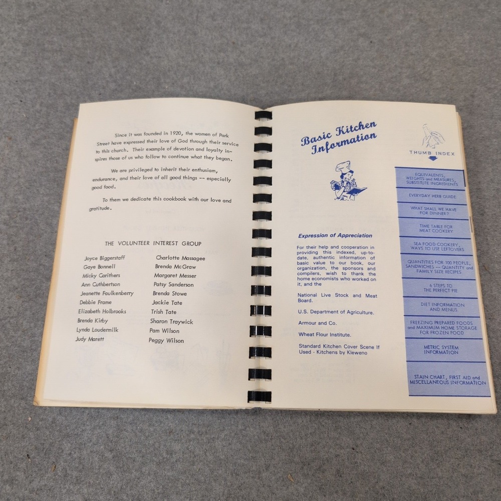Park Street United Methodist Church Our Cookbook Vintage Spiral Bound Community - Picture 2 of 2